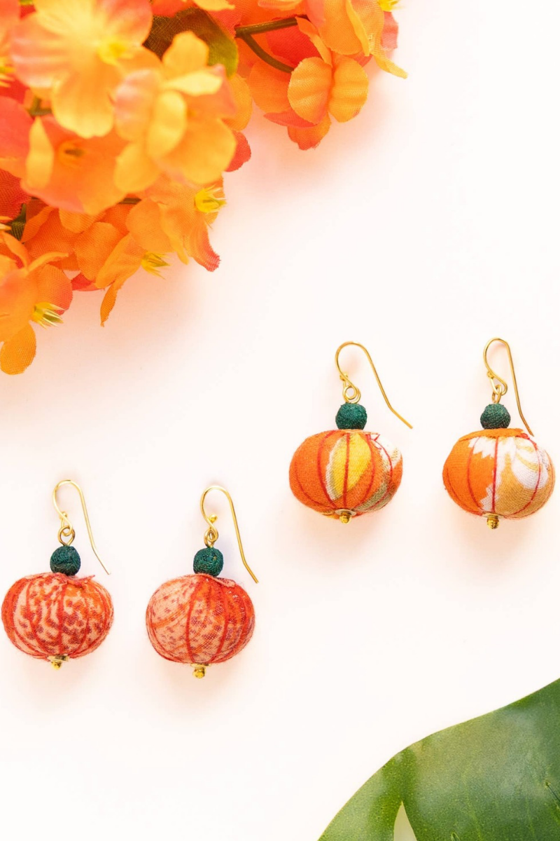 Kantha Pumpkin Earrings