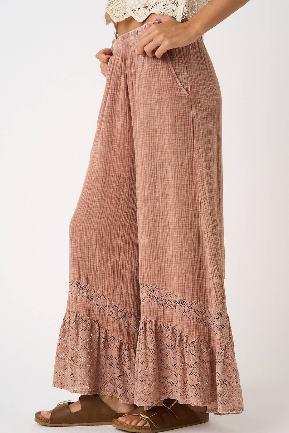 Gauze Pant in Washed Redbean