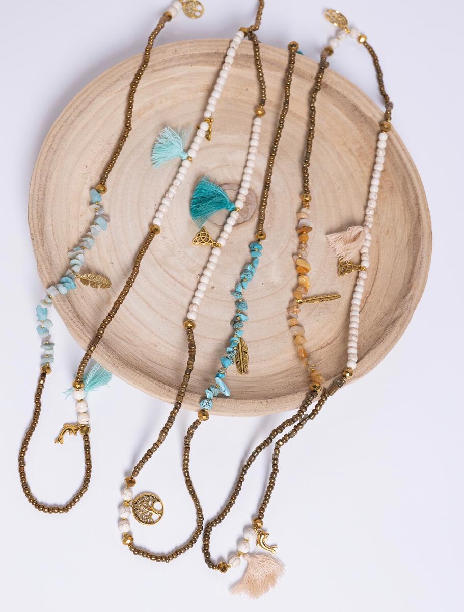 Stone Tassel Wrap Necklace